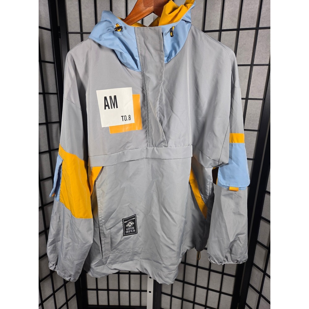 Gurun Vani Colorblock Anorak Jacket Grey Yellow Blue Streetwear Windbreaker XL